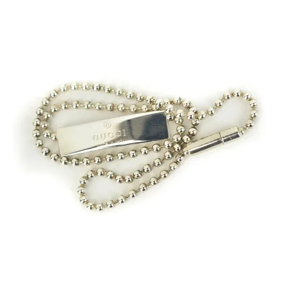 GUCCI: Sterling Silver, Logo Beaded Choker #1500 - Picture 3 of 5